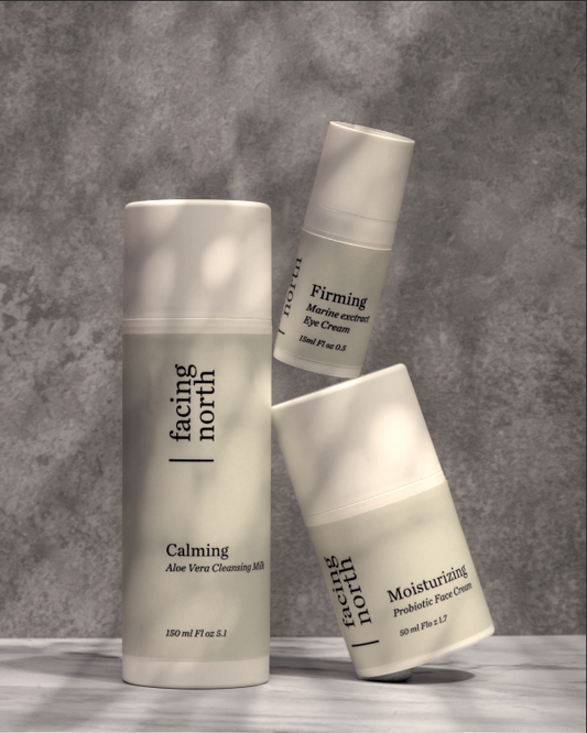 Starkit för ansikte med produkter för återfuktning, fasthet och lugnande effekt